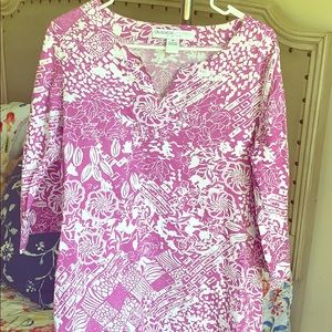 Purple bathing suit cover up.